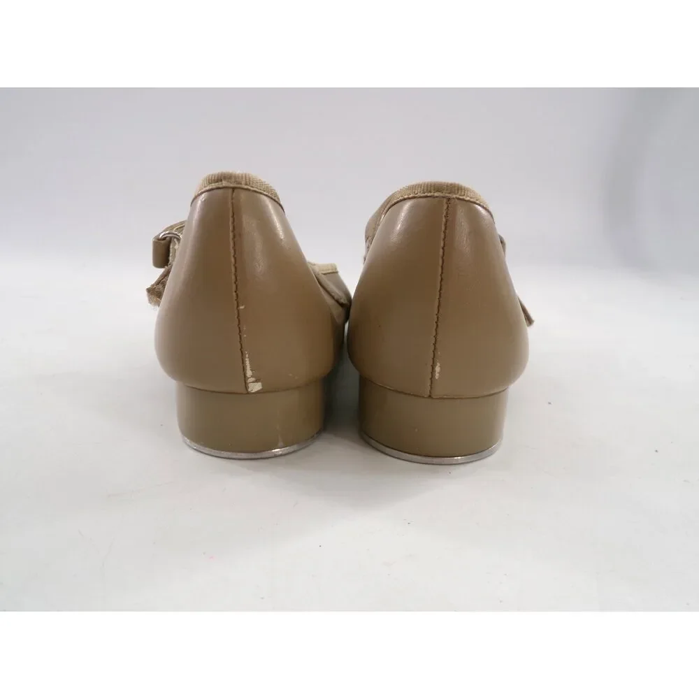 Pre-Owned Dance Tan Tap Shoes ABT Youth 13 Mary Jane Patent Leather Loop Strap